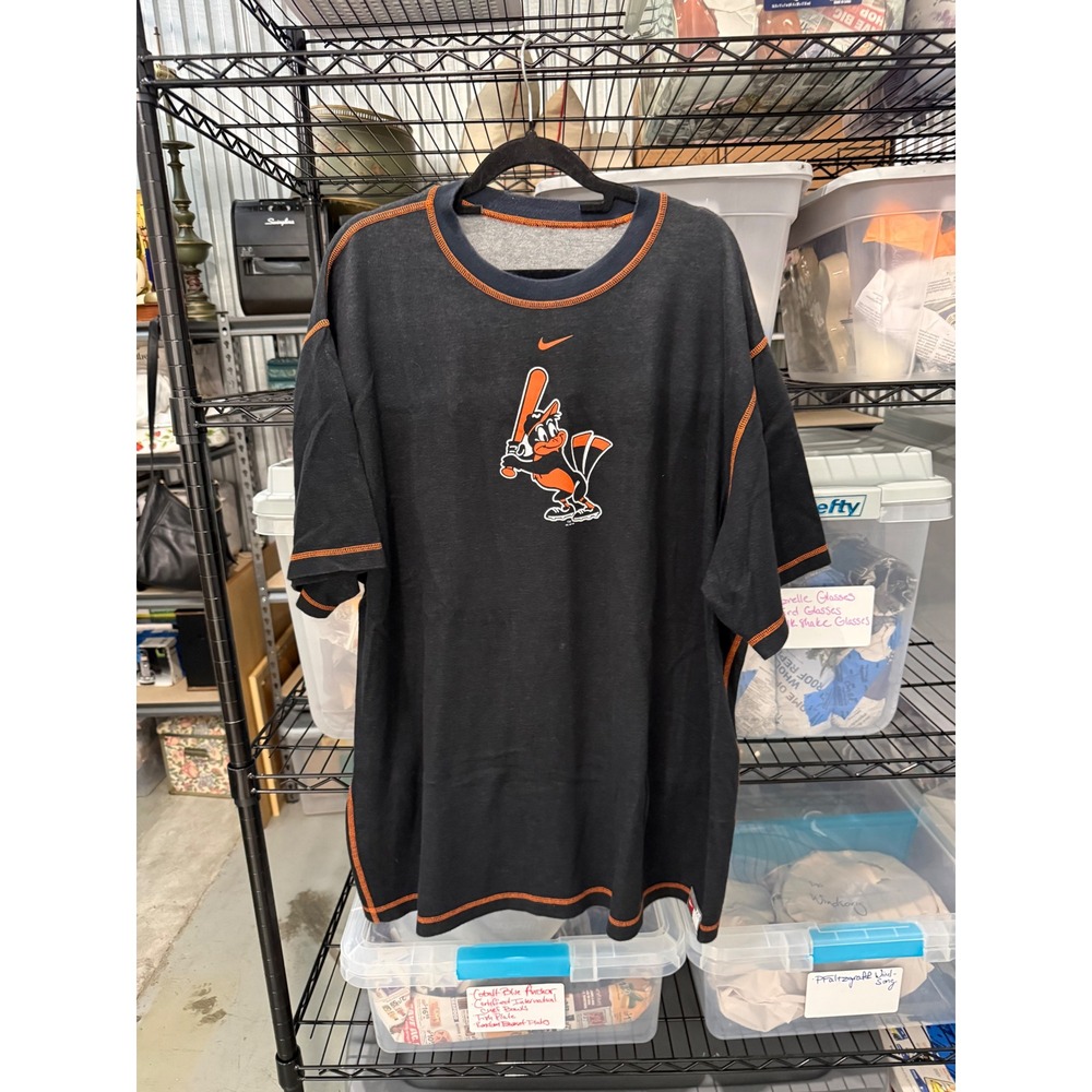 RARE Nike Team MLB Baltimore Orioles Reversible Shirt XXL Gray Double Thickness